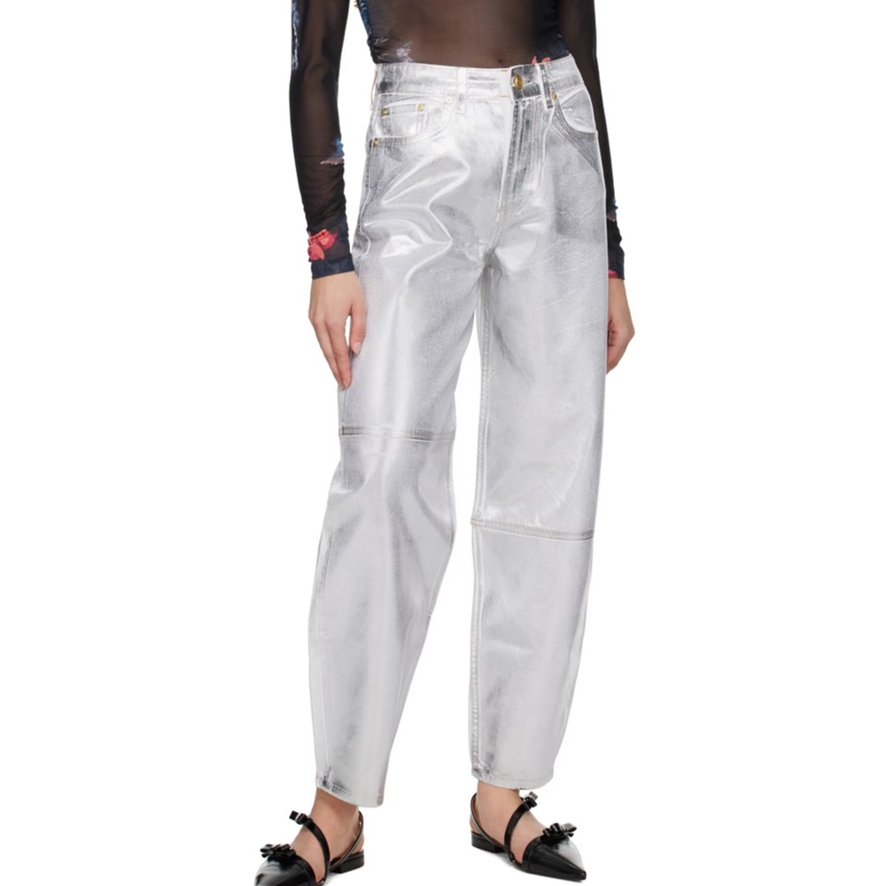 GANNI Silver Stary Barrel Jeans